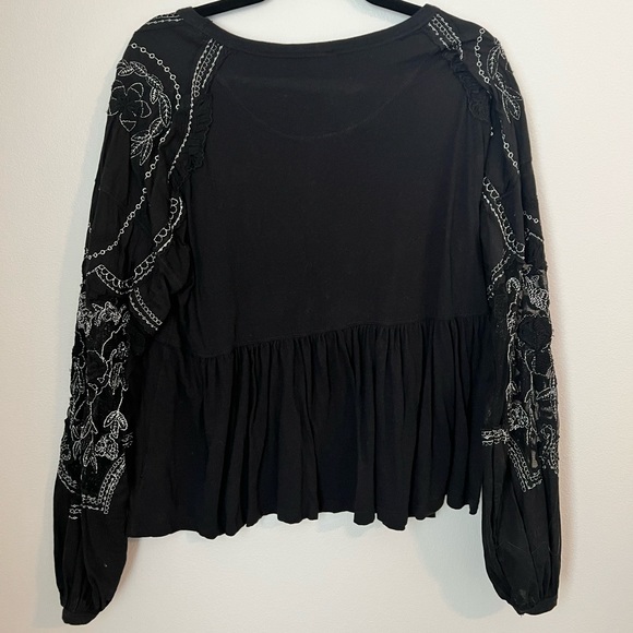 Free People Embroidered Penny Peplum Tee - Picture 3 of 5